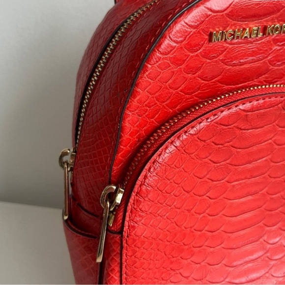 Mini Michael Kors Fiery Red Textured Backpack - Picture 6 of 8